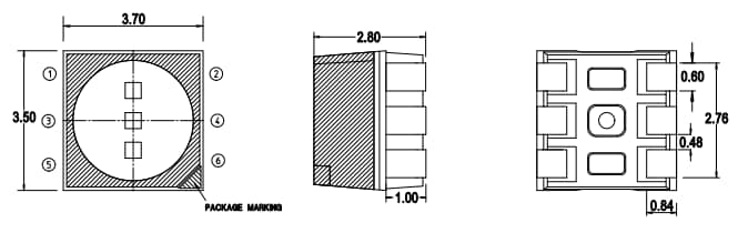 Mechanical Drawing - Broadcom ASMB Tricolor LEDs